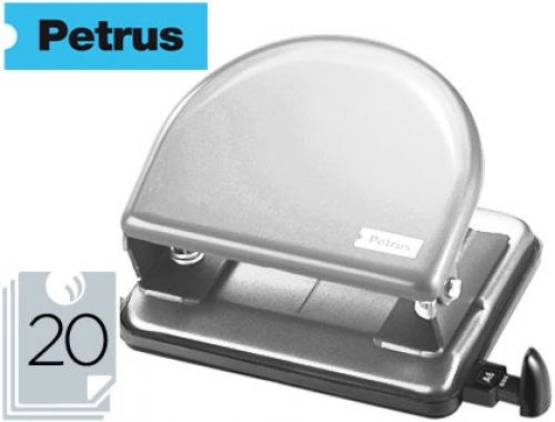 Furador metalico petrus 52, cap. 20 folhas - cromado , Petrus , 7765 , 8411772337065